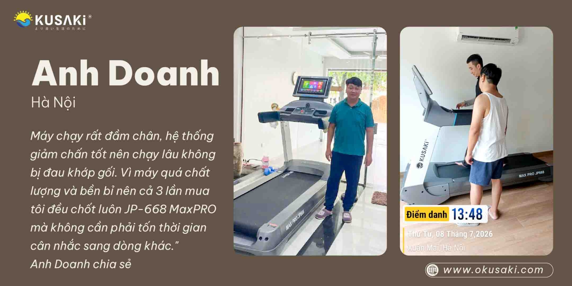 Khách hàng chia sẻ lý do lựa chọn máy chạy bộ Okusaki