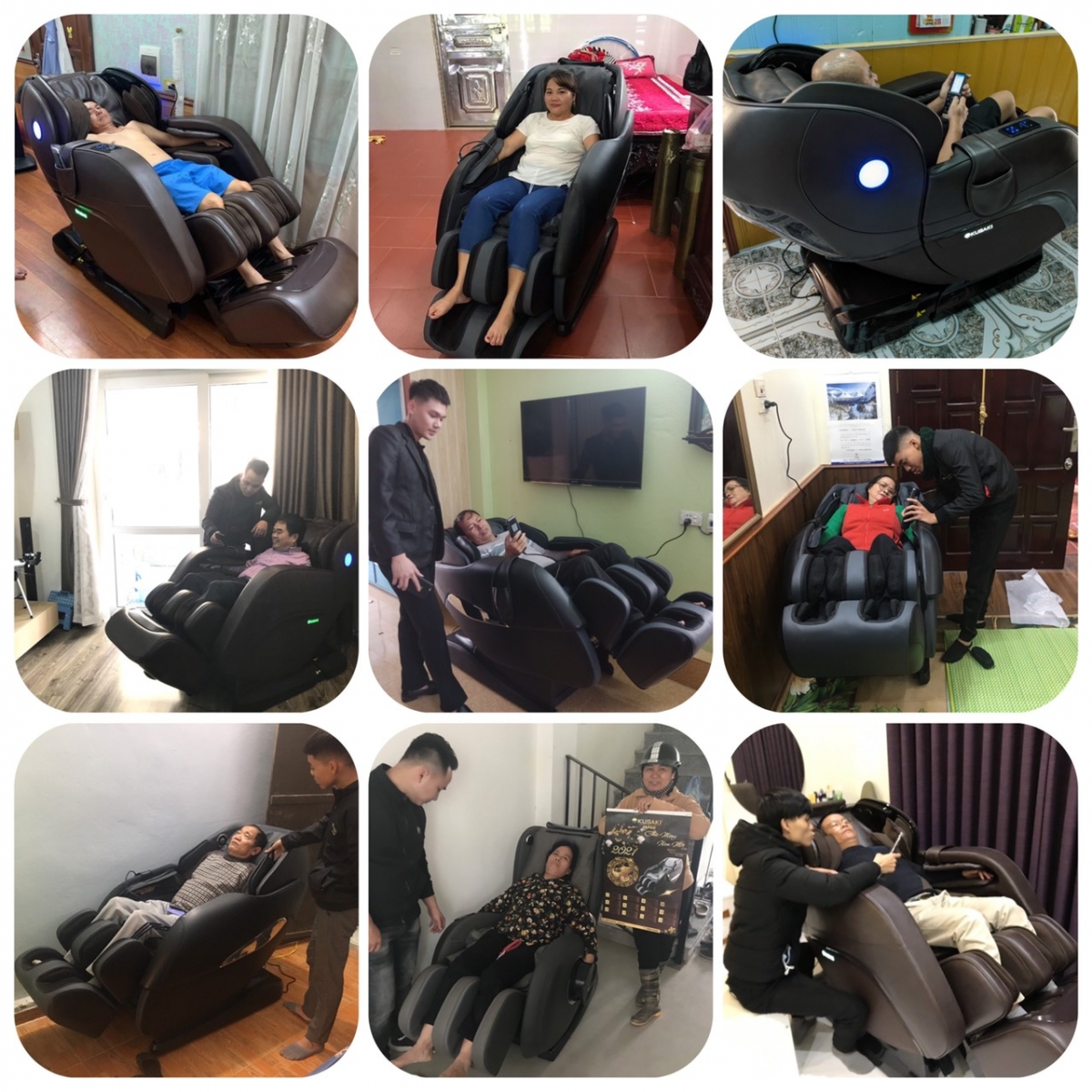 Hình ảnh khách hàng sử dụng sản phẩm ghế massage của Okusaki