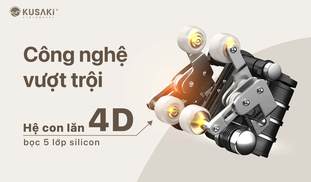 Cụm con lăn 4d bọc 5 lớp sillicon của okusaki am226 plus