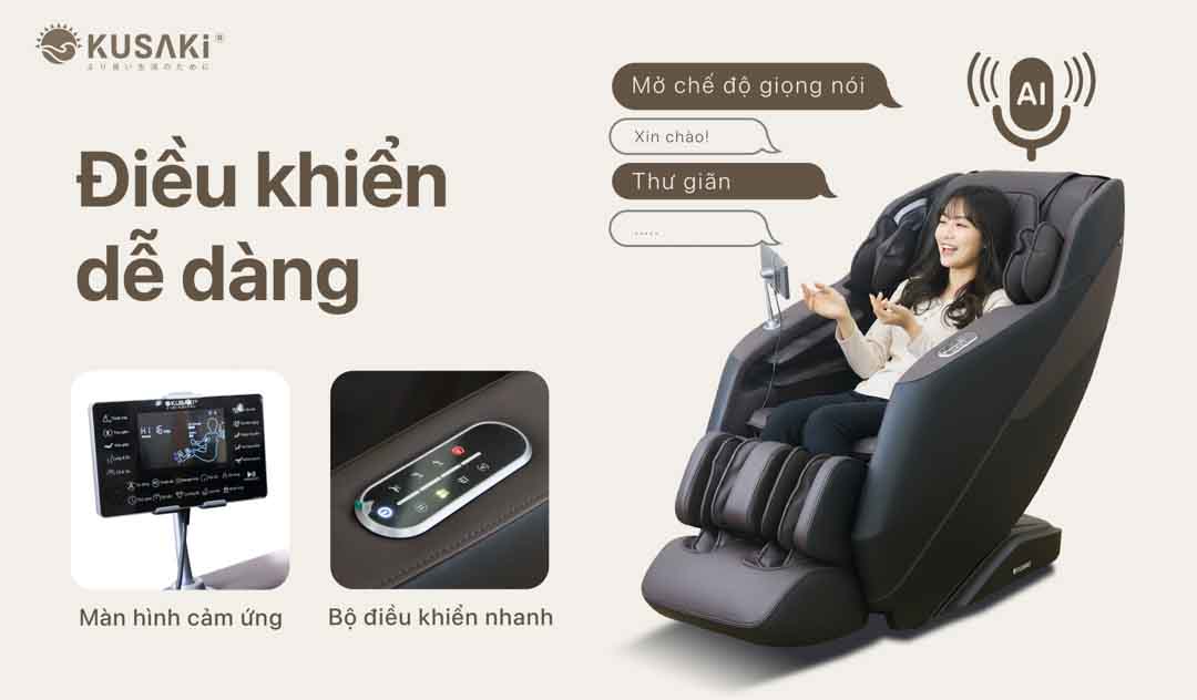 Ghế massage điều khiển giọng nói và màn hình cảm ứng okusaki am226 plus