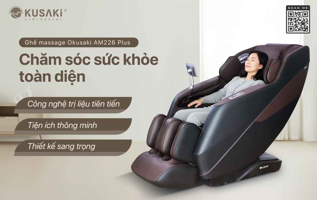 Ghế massage okusaki am226 plus chăm sóc sức khỏe toàn diện