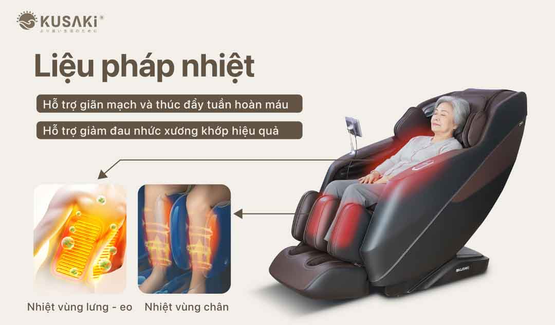 Liệu pháp nhiệt lưng eo chân trên ghế massage okusaki am226 plus