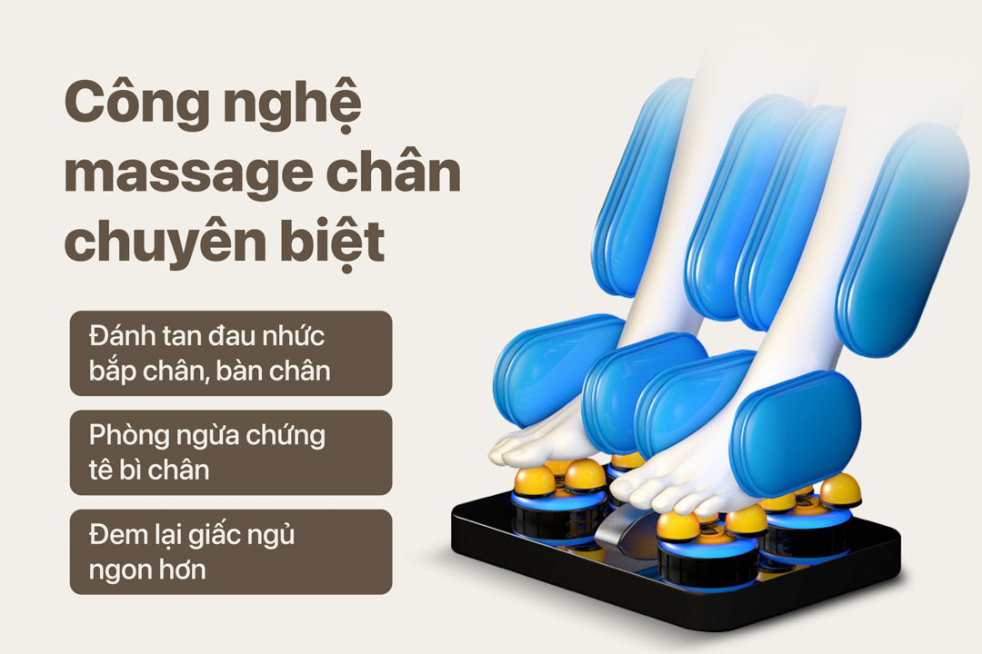 Hệ thống massage chân chuyên biệt của ghế massage toàn thân Okusaki AM229 Deepcare