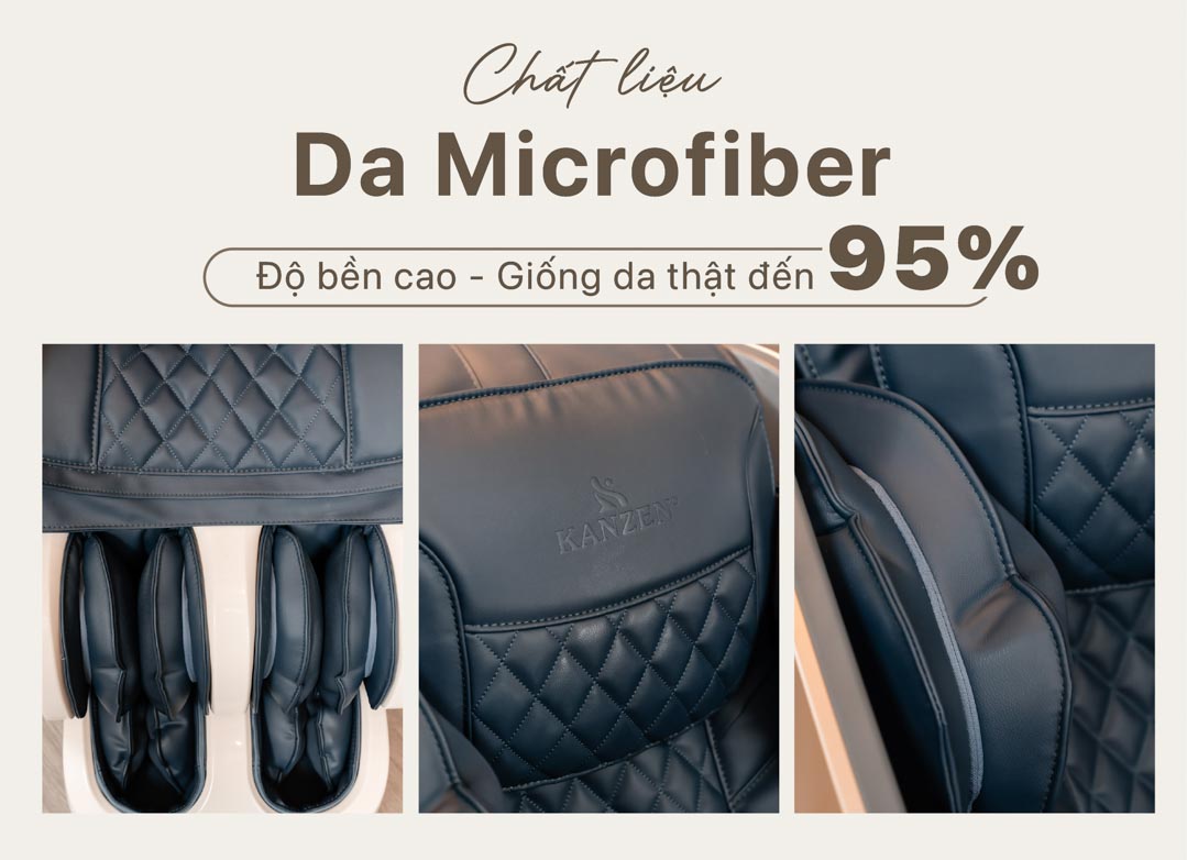 Chất liệu da microfiber của ghế massage kanzen k558