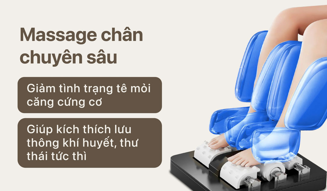 Massage chân chuyên sâu trên ghế massage kanzen k558