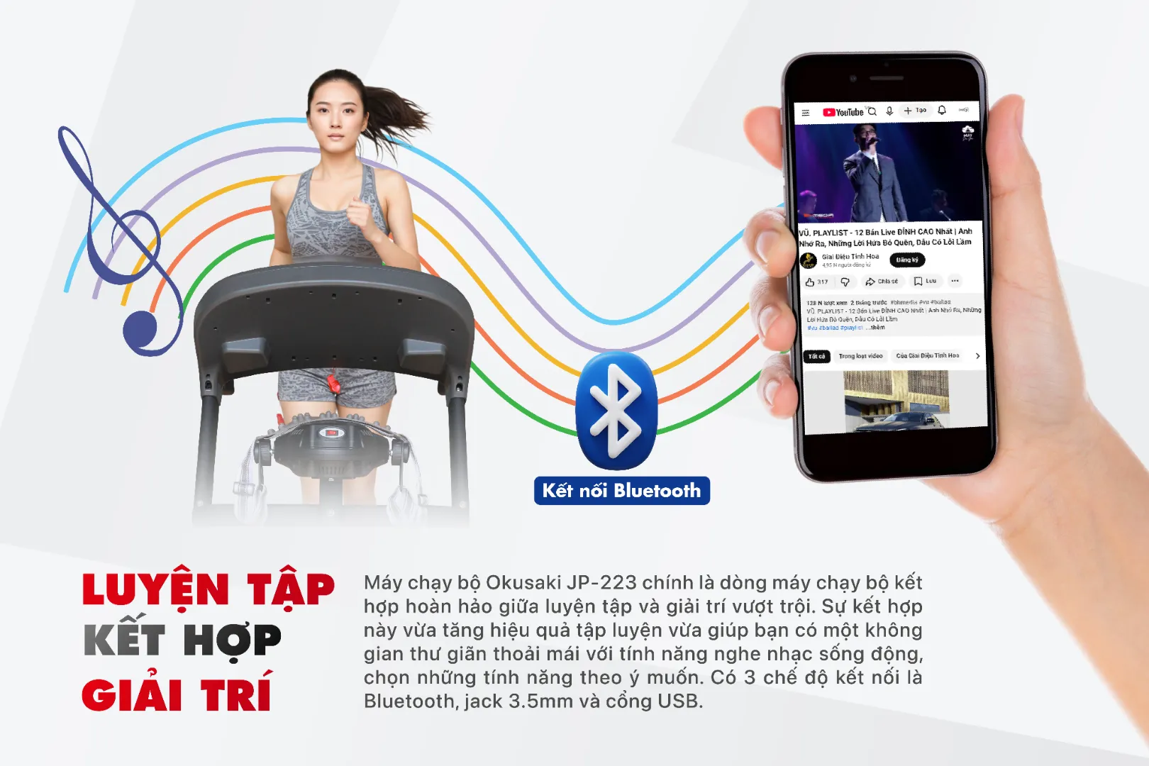 kết nối bluetooth tập luyện kết hợp giải trí