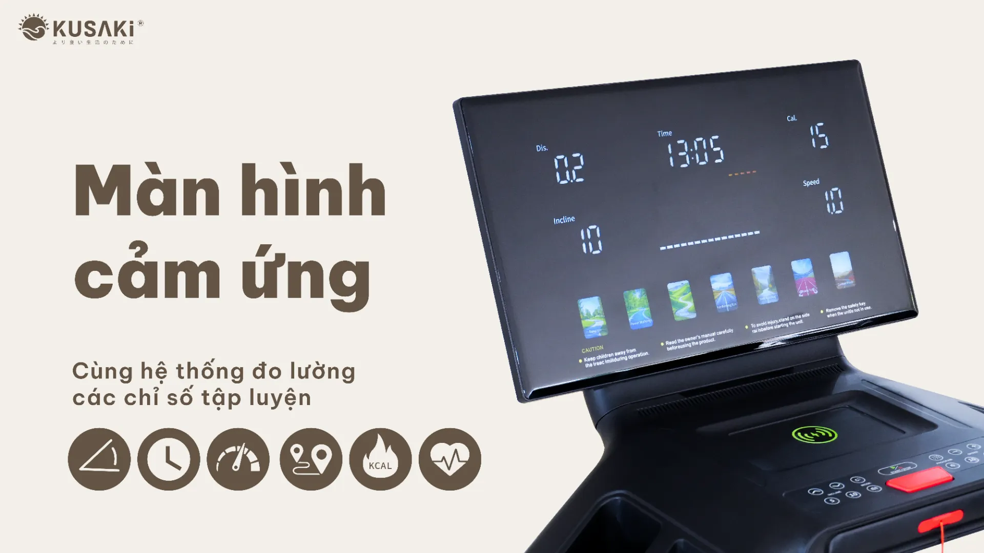 Màn hình cảm ứng giúp bạn dễ dàng theo dõi các thông số tập luyện và dễ dàng lựa chọn bài tập phù hợp