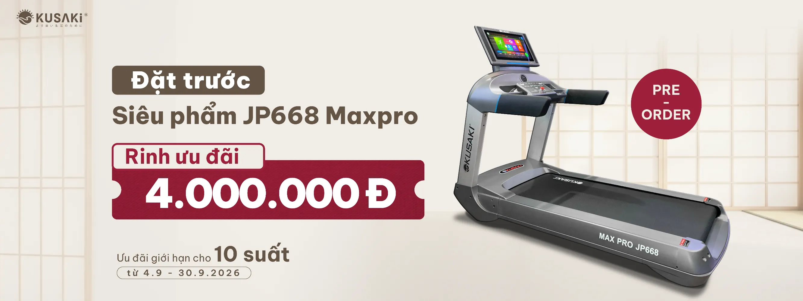 Ưu đãi đặt trước máy chạy bộ okusaki jp668 maxpro rinh voucher 4 triệu đồng
